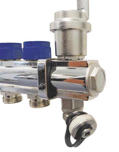 Collecteur PCBT 3 départs en laiton chromé - SOMATHERM